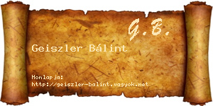 Geiszler Bálint névjegykártya